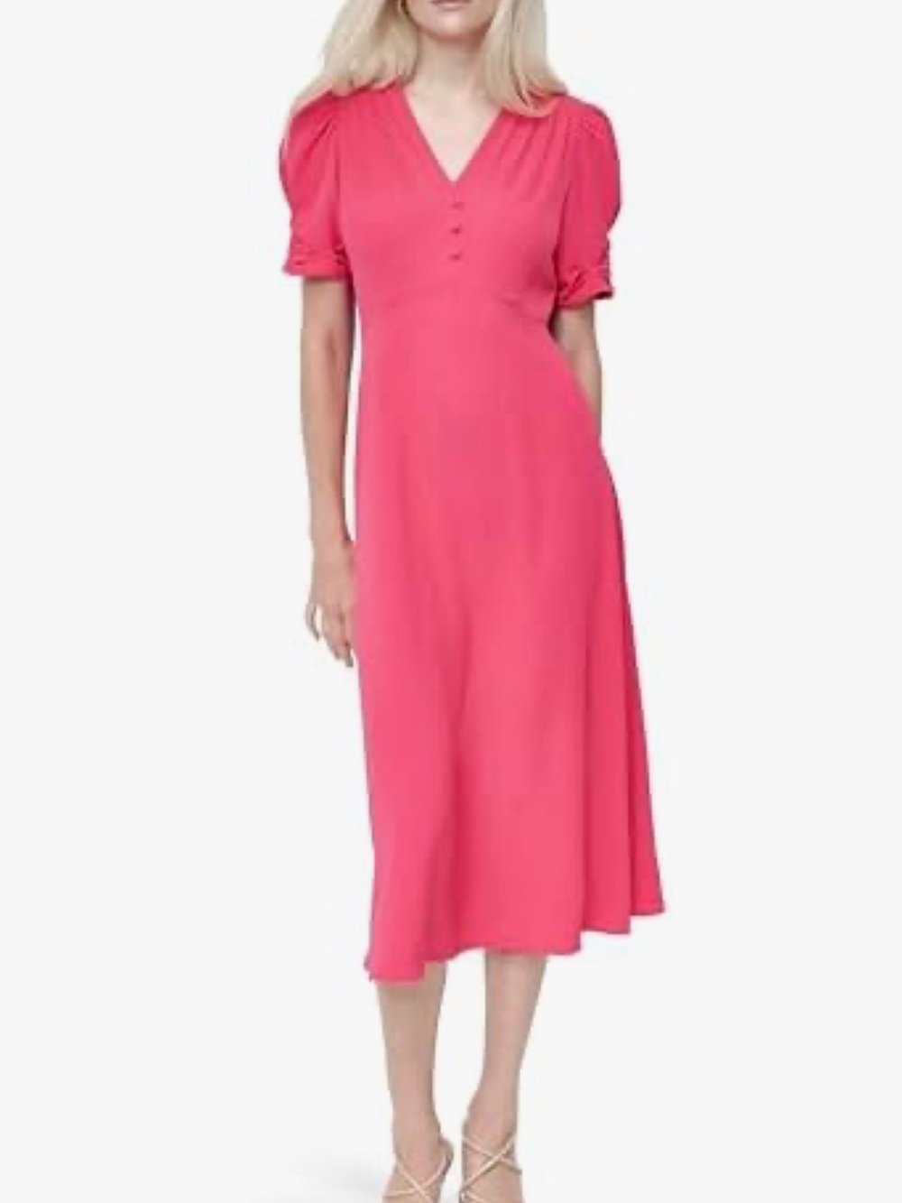 NWT DKNY women’s V-Neck Midi Dress lipstick Pink